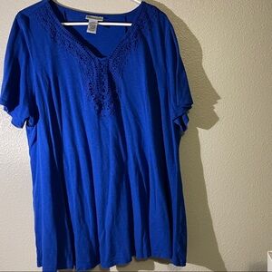 Catherines Royal Blue Crochet Trim Blouse